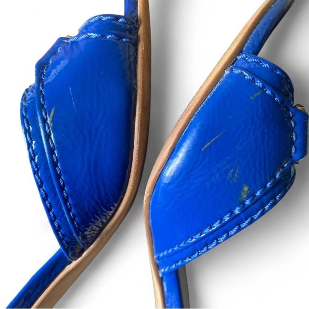 Vintage Michael Kors Royal Blue Kitten Heels with Gold Accents - Picture 8 of 8